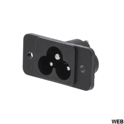 Spina di Alimentazione Maschio Nero DA PANNELLO IEC 320-C6