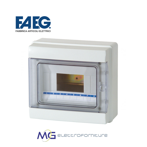 FAEG centralino da parete 4/8 moduli IP65 din con portello FG14508