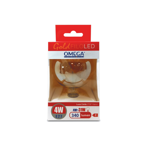 LAMPADA LED GLOBO G95 4W 320LM 2700K E27 , VETRO AMBRATO E FILAMENTO A FORMA DI CUORE 