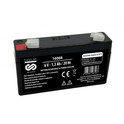 BATTERIA RICARICABILE AL PIOMBO 6V 1.3AH - 98x25x54/59 mm