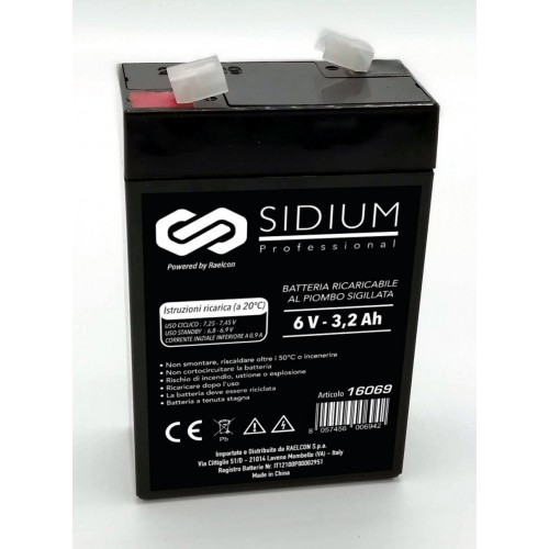BATTERIA RICARICABILE AL PIOMBO 6V 3.2AH 66X33X99/106